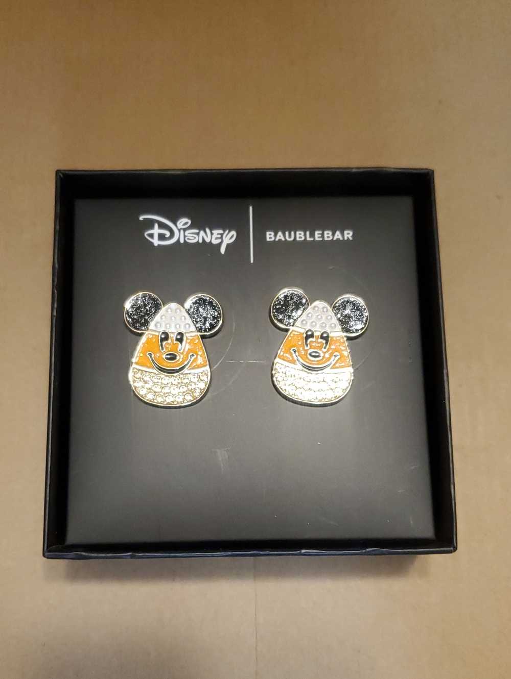 Disney x BaubleBar Kids Candy Corn Mickey Stud Earrings NWOT